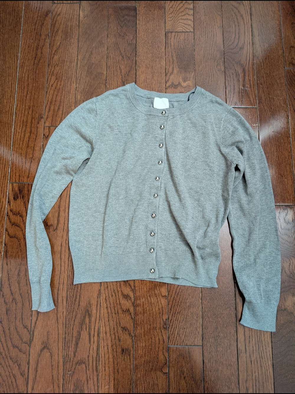 H&M Light Gray Button-Front Knit Cardigan